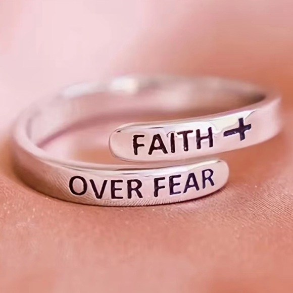 “Faith Over Fear” Inspirational Ring Open One Size Adjustable - Picture 5 of 7